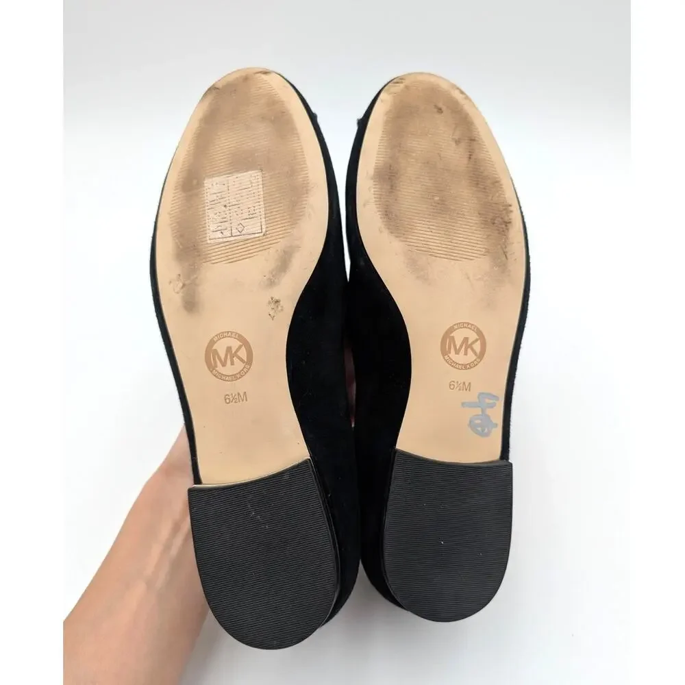 Michael Kors Natasha Suede Gold Star Loafers Women's Black Size US6.5M EU36.5